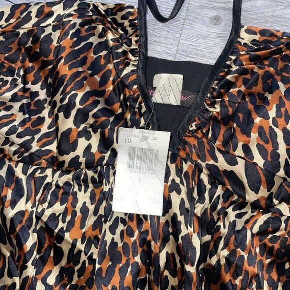 Vtg Betsey Johnson Black Label Women’s 10 Animal Print Dress Silk Mini Y2K NWT - Picture 3 of 16